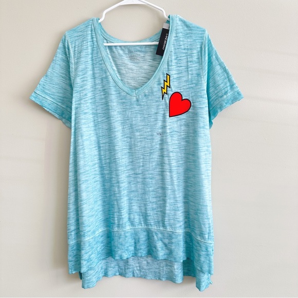 NWT Lane Bryant Blue Oversized Heart / Lightning Printed Hi-low Tee Size 14/16 - Picture 3 of 9